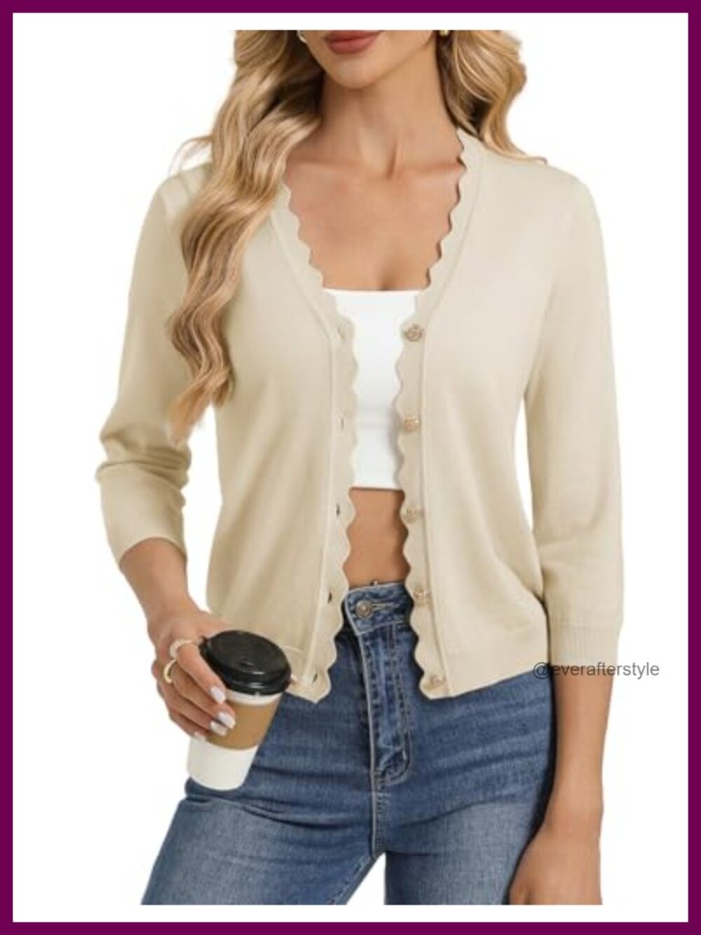 Lightweight 3/4 Sleeve Button Down Cardigan Shrug for Women